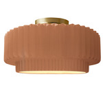 Radiance Pleated Tier Semi Flush Ceiling Light - Brushed Brass / Adobe