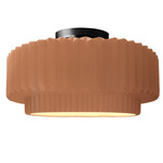 Radiance Pleated Tier Semi Flush Ceiling Light - Matte Black / Adobe
