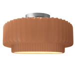Radiance Pleated Tier Semi Flush Ceiling Light - Brushed Nickel / Adobe