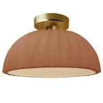 Radiance Pleated Dome Semi Flush Ceiling Light - Brushed Brass / Adobe