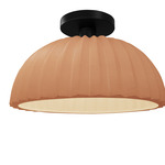Radiance Pleated Dome Semi Flush Ceiling Light - Matte Black / Adobe