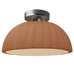 Radiance Pleated Dome Semi Flush Ceiling Light - Brushed Nickel / Adobe
