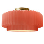 Radiance Pleated Tier Semi Flush Ceiling Light - Brushed Brass / Gloss Blush