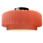 Radiance Pleated Tier Semi Flush Ceiling Light - Matte Black / Gloss Blush