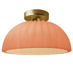 Radiance Pleated Dome Semi Flush Ceiling Light - Brushed Brass / Gloss Blush