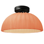 Radiance Pleated Dome Semi Flush Ceiling Light - Matte Black / Gloss Blush