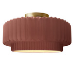 Radiance Pleated Tier Semi Flush Ceiling Light - Brushed Brass / Canyon Clay