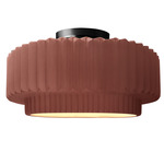 Radiance Pleated Tier Semi Flush Ceiling Light - Matte Black / Canyon Clay