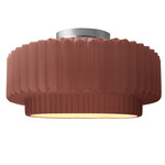 Radiance Pleated Tier Semi Flush Ceiling Light - Brushed Nickel / Canyon Clay