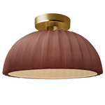 Radiance Pleated Dome Semi Flush Ceiling Light - Brushed Brass / Canyon Clay