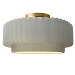 Radiance Pleated Tier Semi Flush Ceiling Light - Brushed Brass / Matte White
