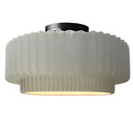 Radiance Pleated Tier Semi Flush Ceiling Light - Matte Black / Matte White