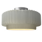 Radiance Pleated Tier Semi Flush Ceiling Light - Brushed Nickel / Matte White