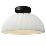 Radiance Pleated Dome Semi Flush Ceiling Light - Matte Black / Matte White