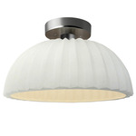 Radiance Pleated Dome Semi Flush Ceiling Light - Brushed Nickel / Matte White