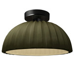 Radiance Pleated Dome Semi Flush Ceiling Light - Matte Black / Matte Green