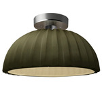Radiance Pleated Dome Semi Flush Ceiling Light - Brushed Nickel / Matte Green