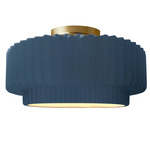 Radiance Pleated Tier Semi Flush Ceiling Light - Brushed Brass / Midnight Sky