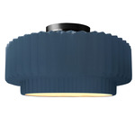 Radiance Pleated Tier Semi Flush Ceiling Light - Matte Black / Midnight Sky