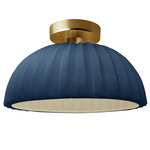 Radiance Pleated Dome Semi Flush Ceiling Light - Brushed Brass / Midnight Sky