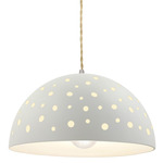 Perforated Dome Pendant - Brushed Nickel / Bisque