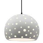 Perforated Globe Pendant w/ Black Cord - Matte Black / Bisque