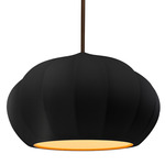 Radiance Oval Fluted Stem Pendant - Dark Bronze / Carbon / Champagne Gold