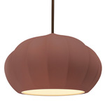 Radiance Oval Fluted Stem Pendant - Dark Bronze / Canyon Clay