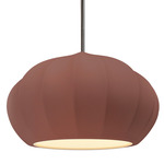 Radiance Oval Fluted Stem Pendant - Brushed Nickel / Canyon Clay