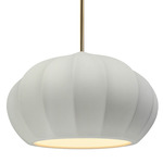 Radiance Oval Fluted Stem Pendant - Antique Brass / Matte White