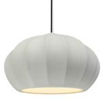 Radiance Oval Fluted Stem Pendant - Polished Chrome / Matte White
