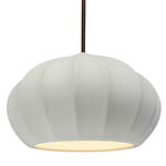 Radiance Oval Fluted Stem Pendant - Dark Bronze / Matte White