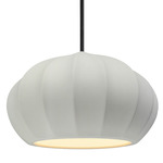 Radiance Oval Fluted Stem Pendant - Matte Black / Matte White