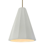 Radiance Fluted Tall Stem Pendant - Antique Brass / Matte White