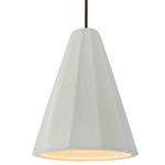 Radiance Fluted Tall Stem Pendant - Dark Bronze / Matte White