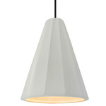 Radiance Fluted Tall Stem Pendant - Matte Black / Matte White