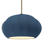 Radiance Oval Fluted Stem Pendant - Antique Brass / Midnight Sky