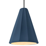 Radiance Fluted Tall Stem Pendant - Matte Black / Midnight Sky