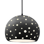 Perforated Globe Pendant w/ Black Cord - Matte Black / Carbon