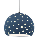 Perforated Globe Pendant w/ Black Cord - Matte Black / Midnight Sky