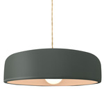 Radiance Spire Pendant - Brushed Brass / Pewter Green