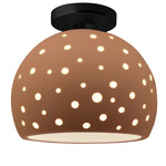 Perforated Globe Semi Flush Ceiling Light - Matte Black / Adobe