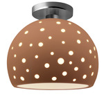 Perforated Globe Semi Flush Ceiling Light - Brushed Nickel / Adobe