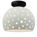 Perforated Globe Semi Flush Ceiling Light - Matte Black / Matte White