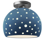 Perforated Globe Semi Flush Ceiling Light - Brushed Nickel / Midnight Sky