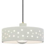 Perforated Dish Pendant - Antique Brass / Matte White