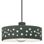 Perforated Dish Pendant - Antique Brass / Pewter Green