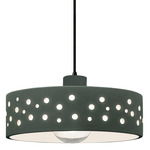 Perforated Dish Pendant - Matte Black / Pewter Green