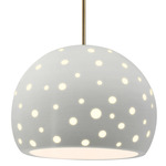Perforated Globe Stem Pendant - Antique Brass / Matte White