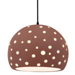 Perforated Globe Pendant w/ Black Cord - Matte Black / Canyon Clay